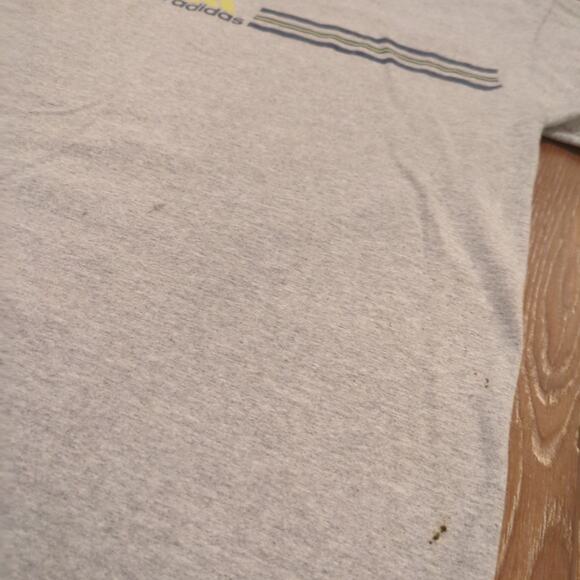 Y2K Adidas Adult Large Shirt Center Logo Stripe Heather Soccer Retro Sports Run - Picture 2 of 7